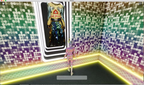 Gucci Garden experience in the metaverse an animated figure walks through the gucci garden virtual experience