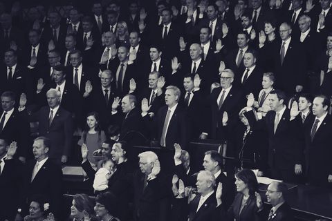 at the swearing in of the 116th united states congress, the gop side of the aisle was mostly suits, and mostly men