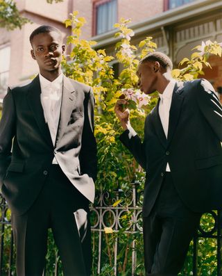 two male models in suits