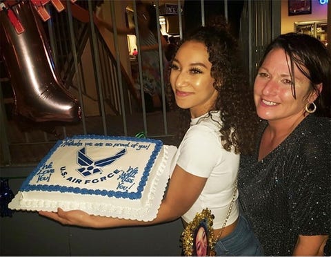 aposhian with her mom, megan aposhian, at the party celebrating her enlistment into the air force