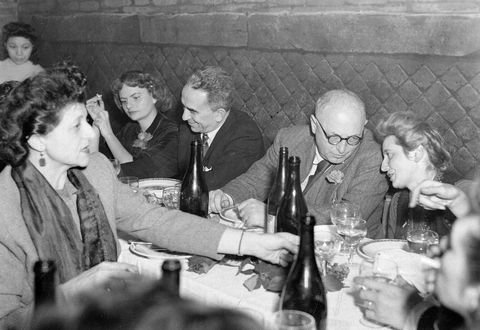 elsa morante left, pietro nenni and luigi longo left at the restaurant, rome 1948 photo by archivio cicconigetty images
