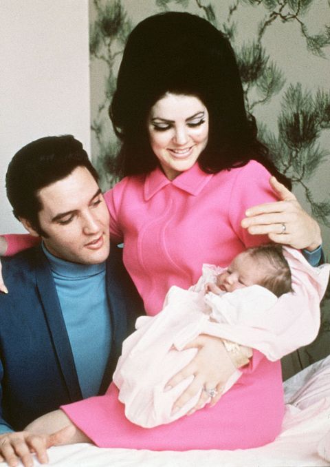 elvis presley with wife and newborn daughter