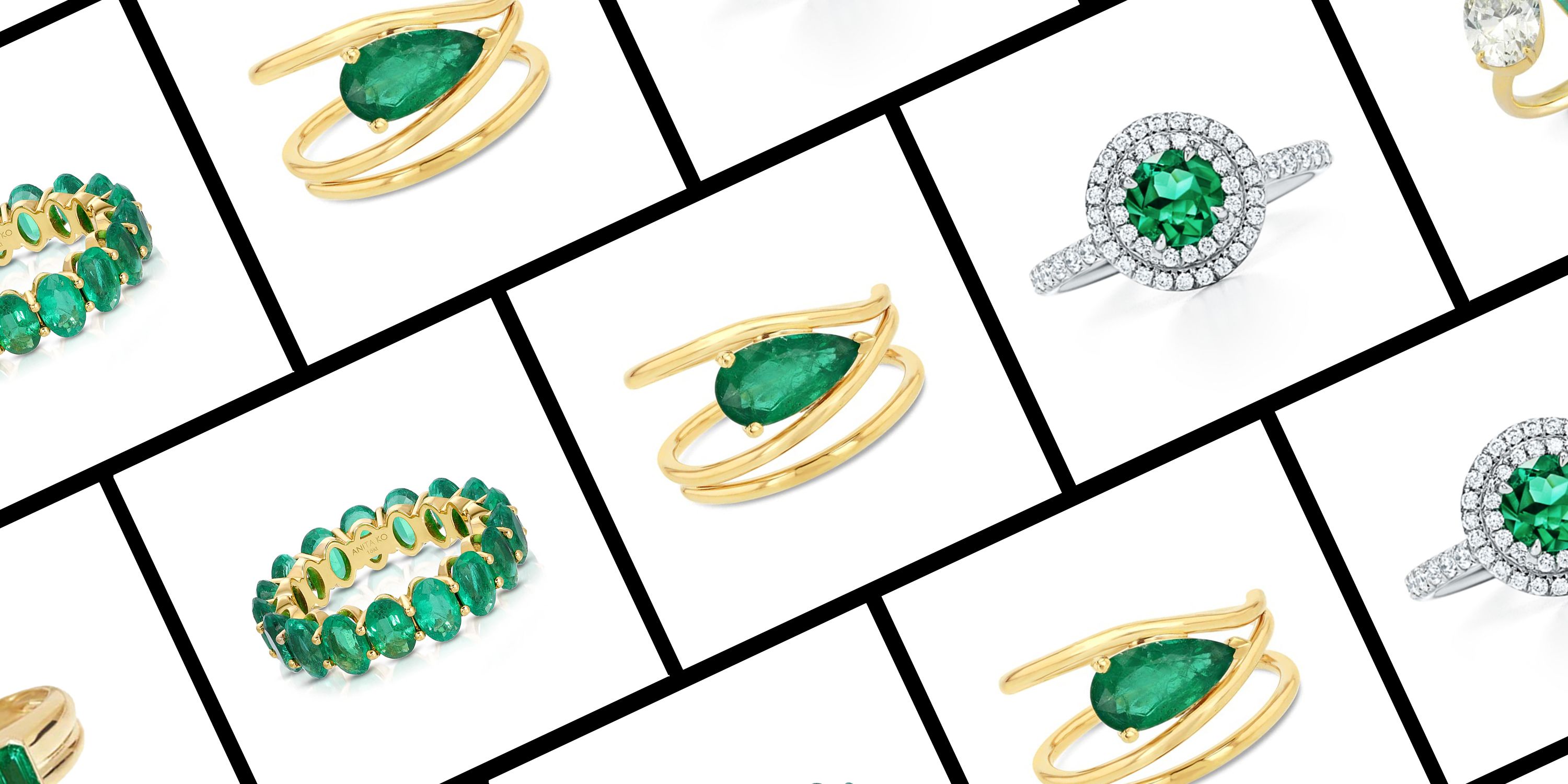 Jewellery Rings Multi-Stone Rings Rings emerald band enamel color cocktail ring 