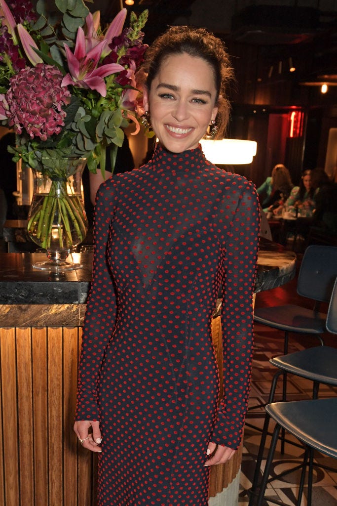 Emilia Clarke wears polka dots on the red carpet for Rare Beasts premiere