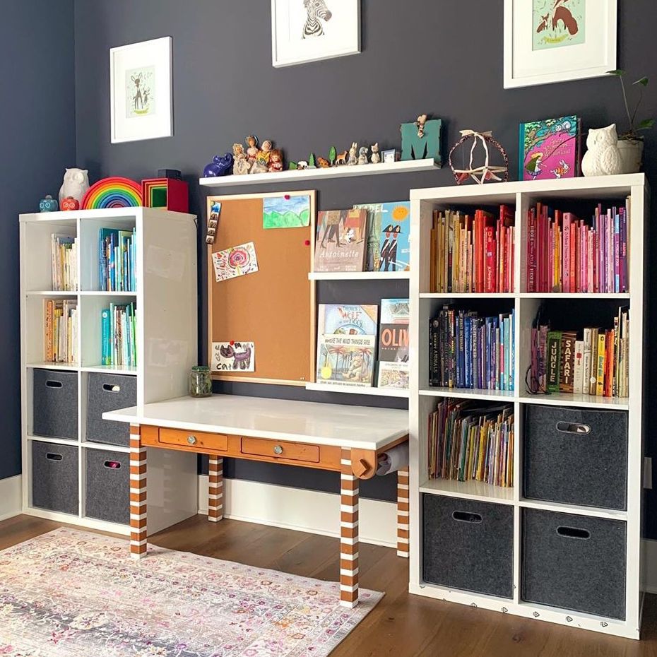 childrens desk and shelves