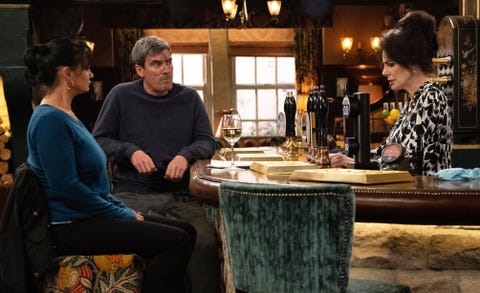 EMBARGOED 10/5/22 0700 Moira Dingle, Cain Dingle, Faith Dingle, Emmerdale moira dingle, cain dingle, faith dingle, emmerdale