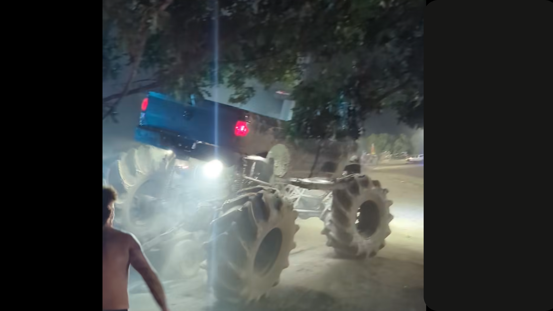 Jacked-Up Ram Drives Over Jeep, Nearly Hits People at 'Rednecks With Paychecks'