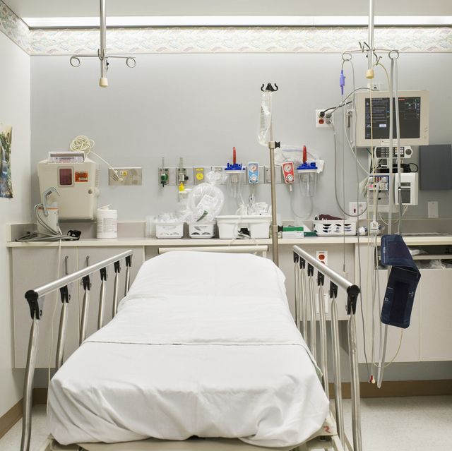 empty hospital bed in emergency room