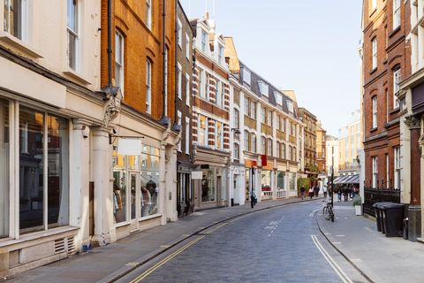 Empty street in Marylebone district, London, England