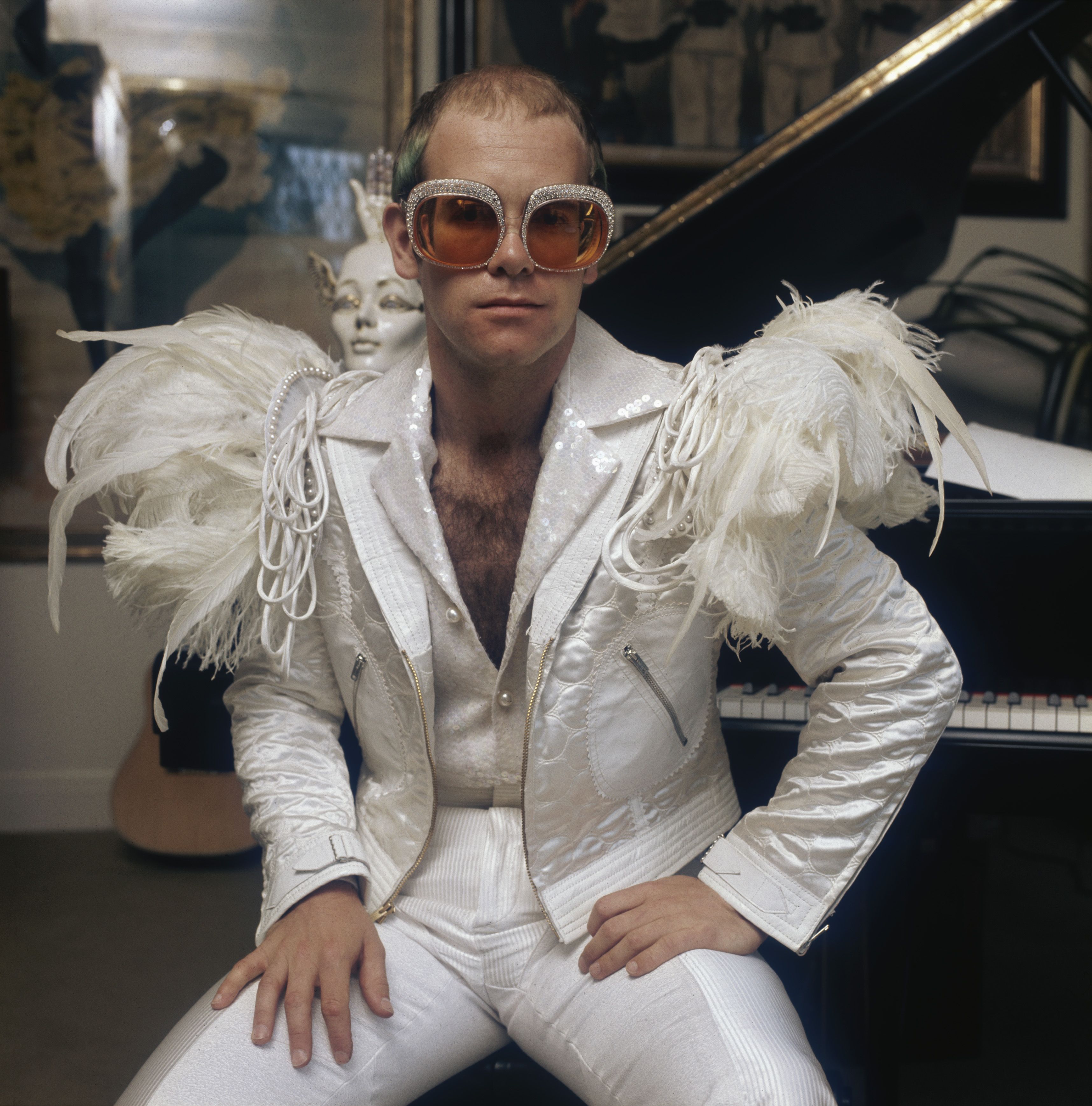 elton john white feather jacket