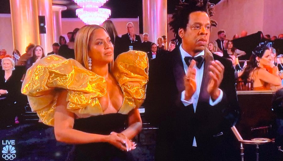 Beyoncé Wears a Gold and Black Dress to Golden Globes in 2020