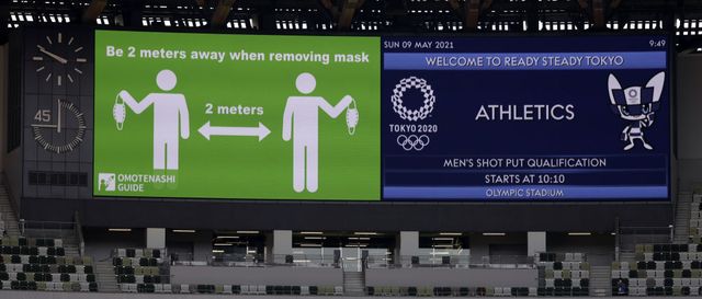 prueba en el estadio olímpico de tokio con la vista en los juegos