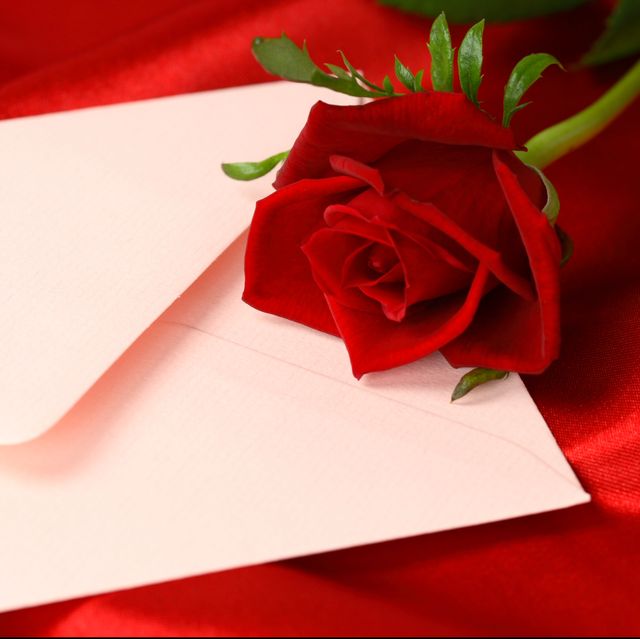 envelope with rose on satin