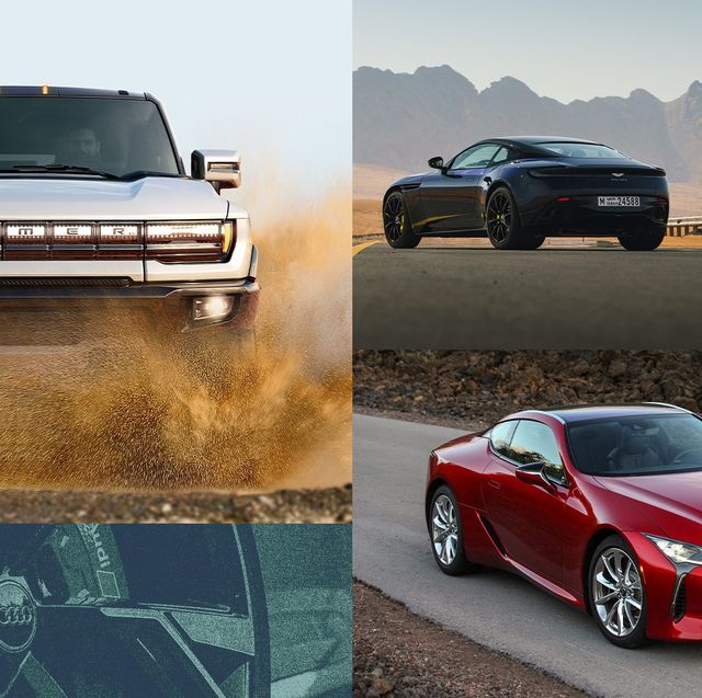 collage of 2022 aston martin db11, 2022 audi rs 6 avant, 2022 gmc hummer ev, and 2022 lexus lc