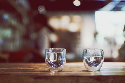 glasses on bar