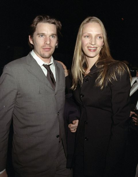 ethan hawke and uma thurman arrive at the opening night part