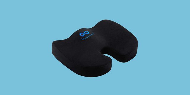 black seat cushion with blue background