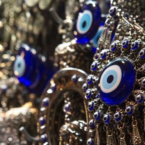 evil eye amulet for sale in the grand bazaar, beyazit, istanbul, turkey