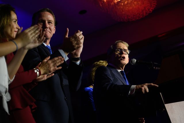 columbus, oh   november 06 republican gubernatorial elect ohio attorney general mike dewine gives his victory speech after winning the ohio gubernatorial race at the ohio republican party's election night party at the sheraton capitol square on november 6, 2018 in columbus, ohio dewine defeated democratic gubernatorial candidate richard cordray to win the ohio governorship photo by justin merrimangetty images