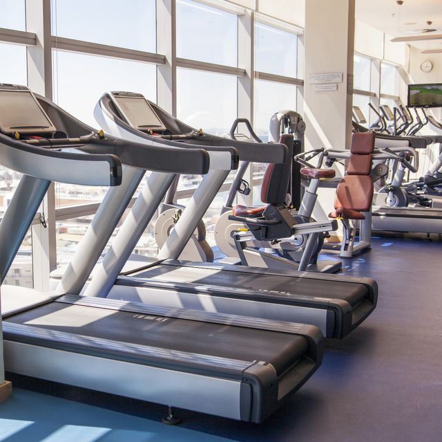 exercise machines in a gym