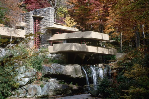 exterior of fallingwater by frank lloyd wright