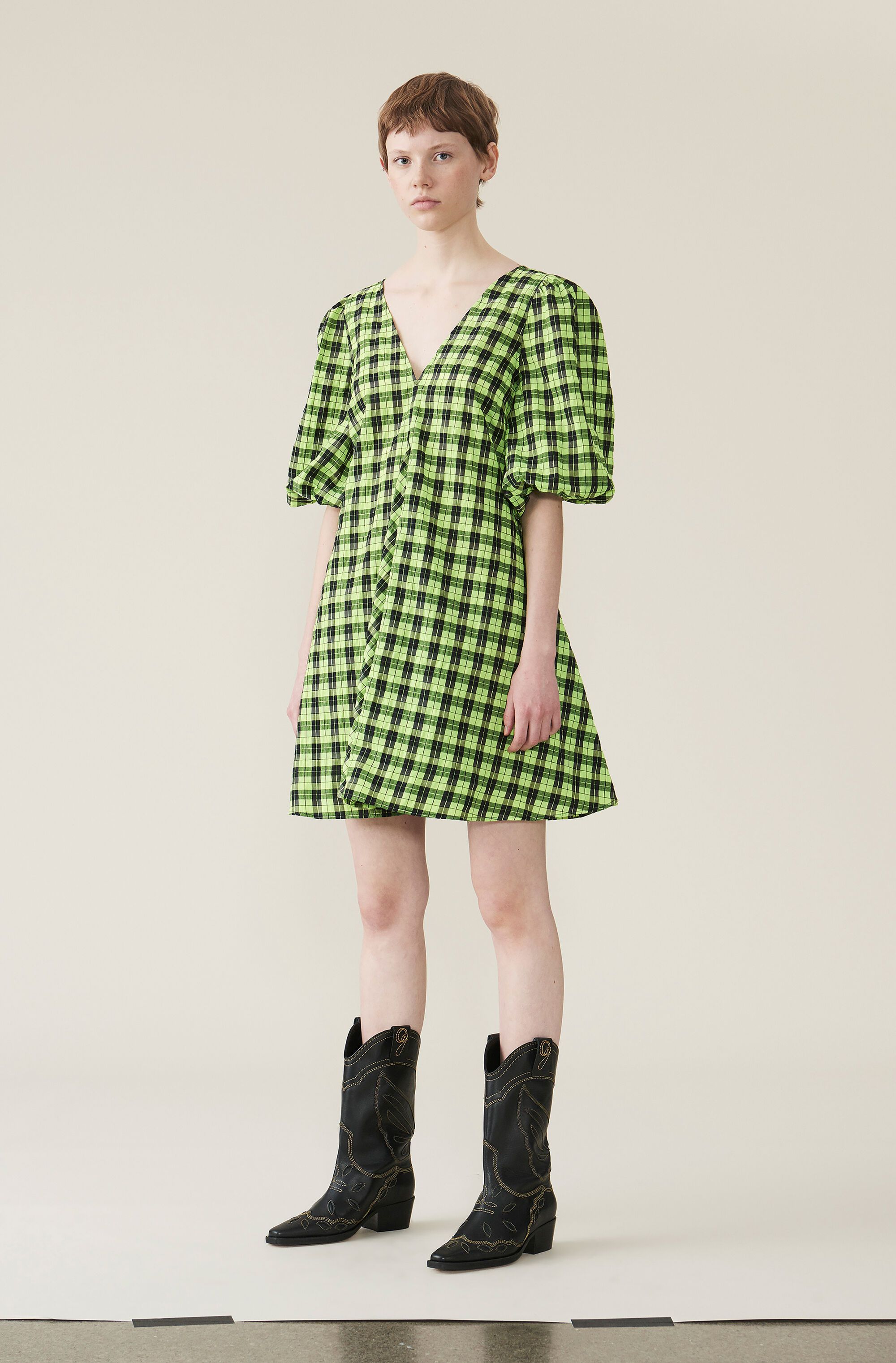 topshop green gingham dress