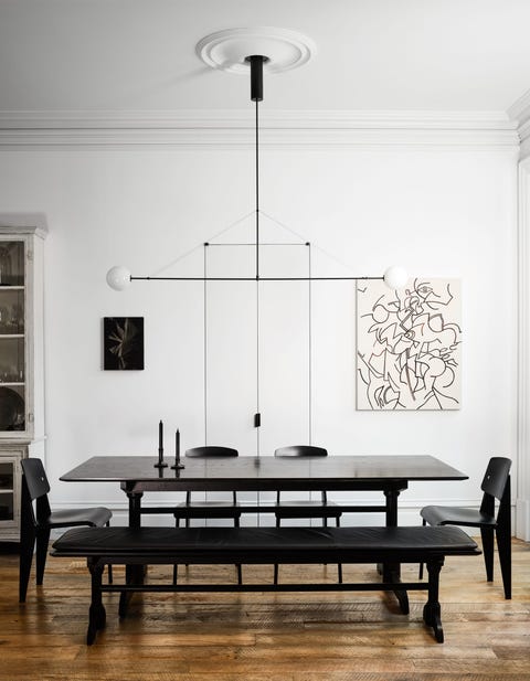 black and white modern dining room