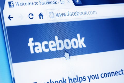 Facebook main webpage on the browser