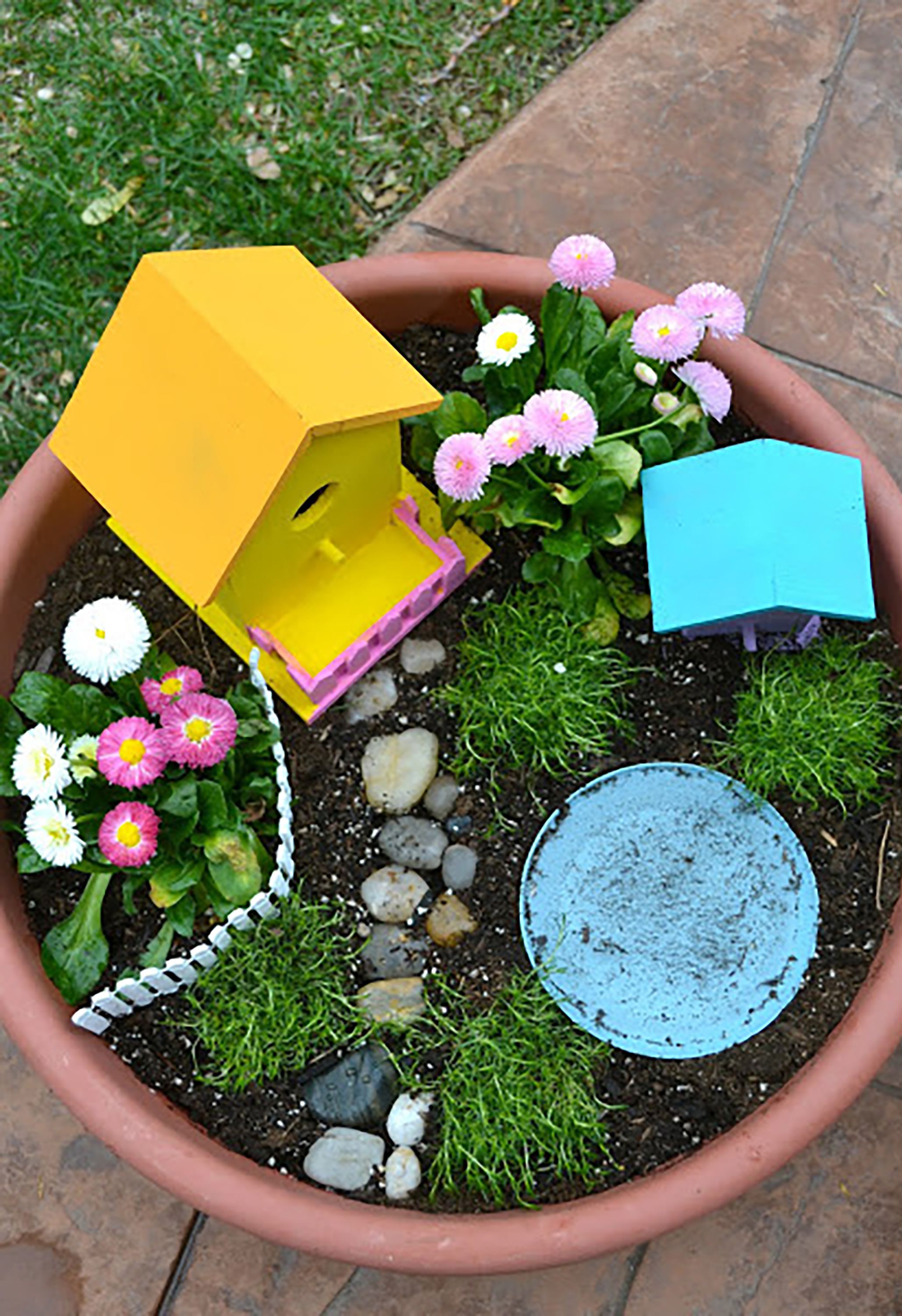 3 Piece Set for Miniature Garden Fairy Garden Farm Table and Chairs 