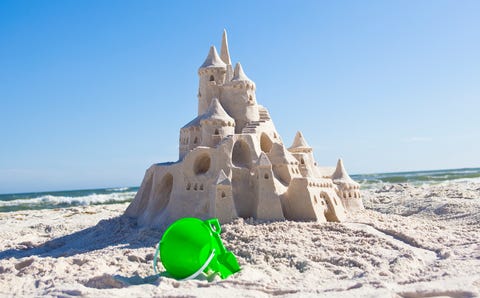 Fairy tale sand castle on the beach