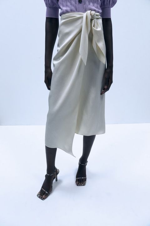 recuperación Florecer Comercial la nueva falda midi pareo anudada blanca de Sfera