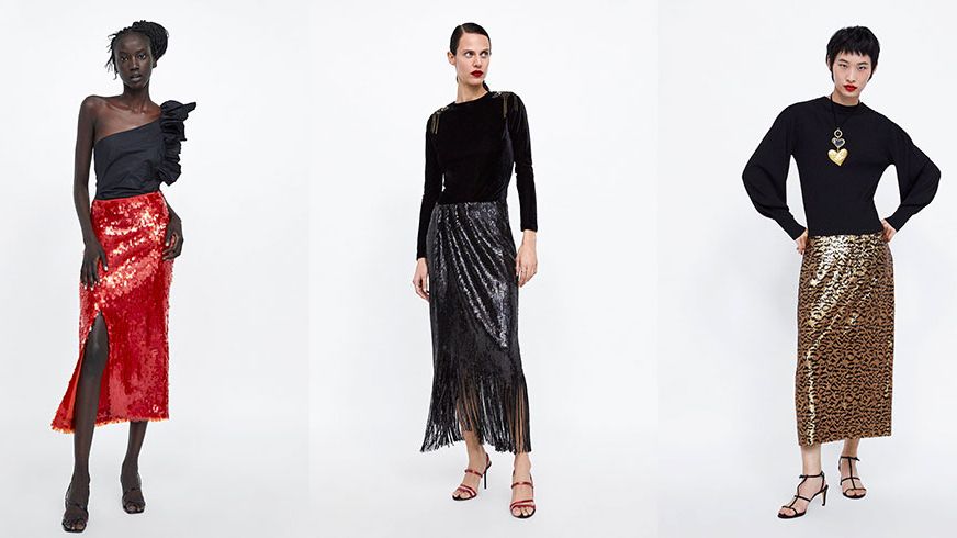 Instituto trigo cantidad Zara tiene claro lo que llevarás en tu próxima fiesta: una falda midi de  lentejuelas
