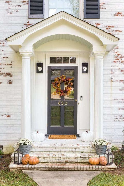 fall porch front steps