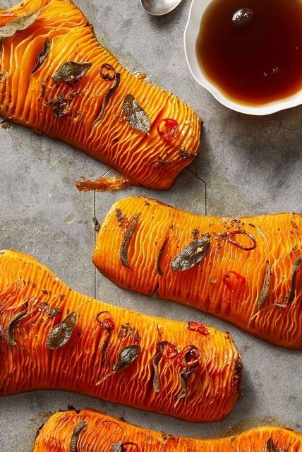 hasselback butternut squash with maple brown butter