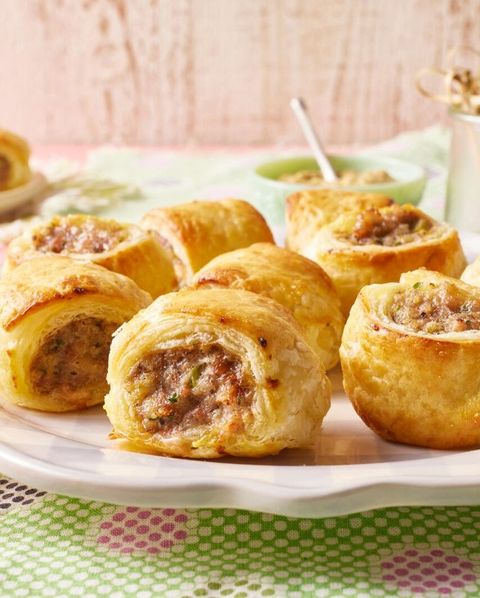 sausage rolls on white plate