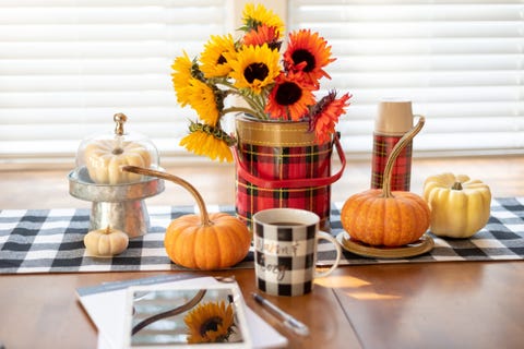 fall centerpieces plaid vase