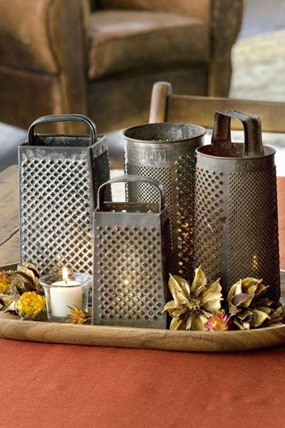 fall centerpieces cheese graters