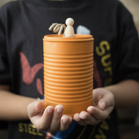 fall crafts for kids tin can pumpkin hummus