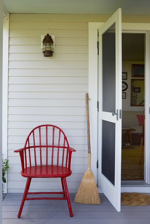 red chair on front porch
