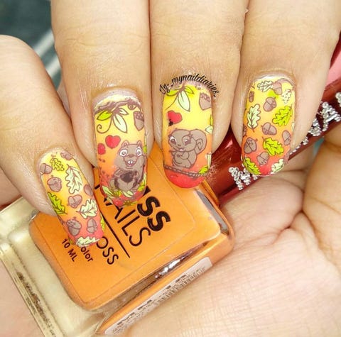 las uñas de otoño ardillas