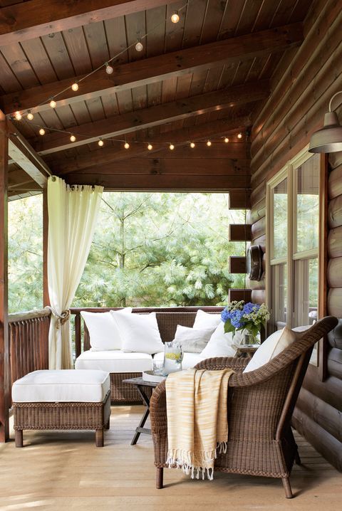 fall porch ideas porch interior with brown wicker sofa and chair