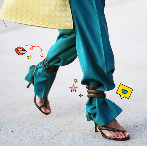 Street Style Stars New Fashion Hack? Shoving Their Pants Into Ankle Straps