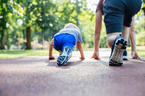 Father and son preparing to run best fitness trends