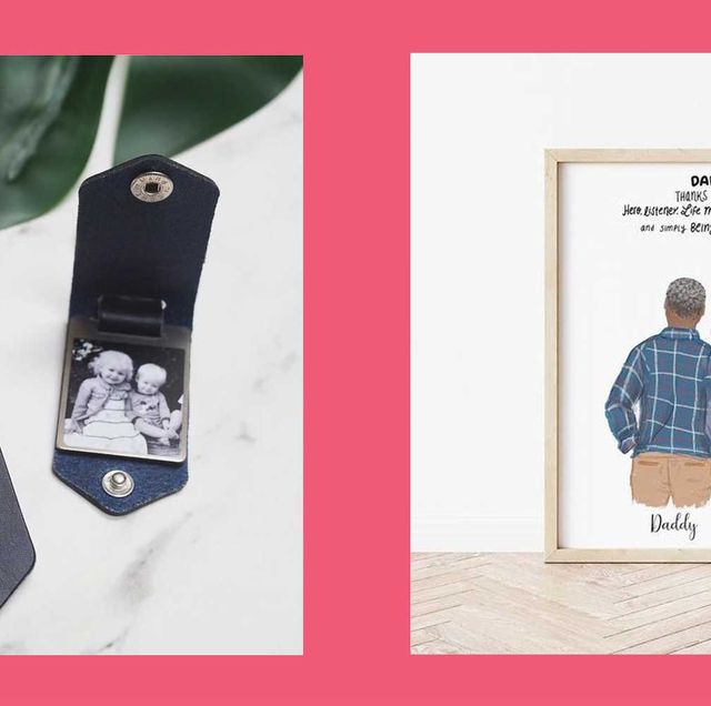 father's day gifts personalized leather photo keychain and father daughter custom wall art