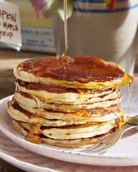 overnight pancakes with upgraded syrup