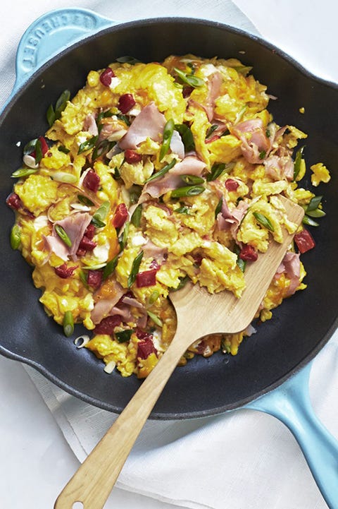 fathers day brunch pimiento cheese and ham scramble