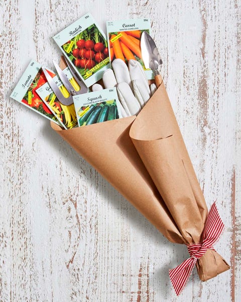 Gardener's Broquet Father's Day Gift Basket father's day gift broquet, a dude ified bouquet artfully wrapped with butcher paper seeds and gardening gloves