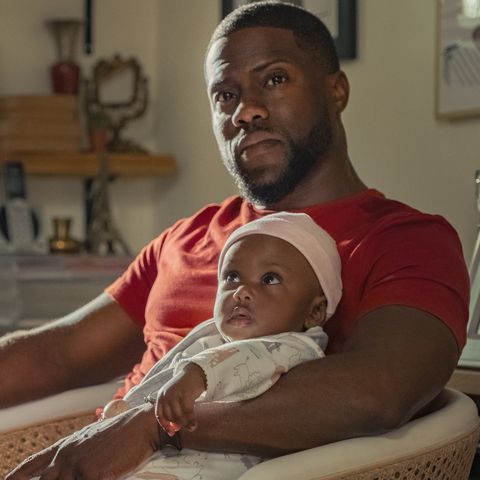 kevin hart holds a baby in a scene from fatherhood, a good housekeeping pick for best sad movies on netflix