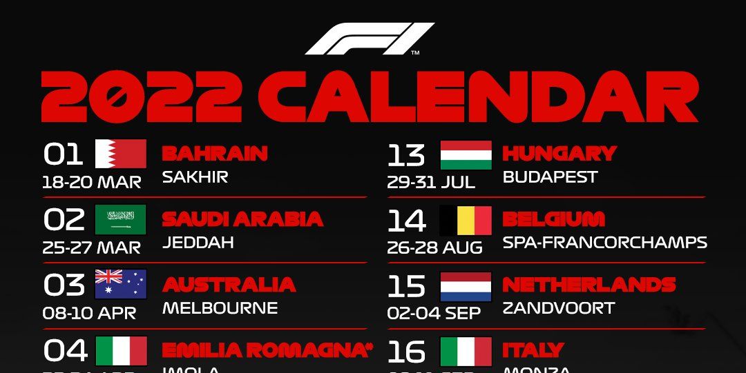 F1 2022 Calendar: All Final Dates - Www.diglogs.com/Mexico