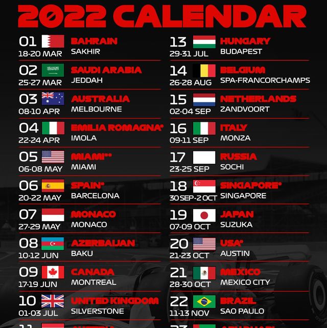 calendario 2022 formula 1